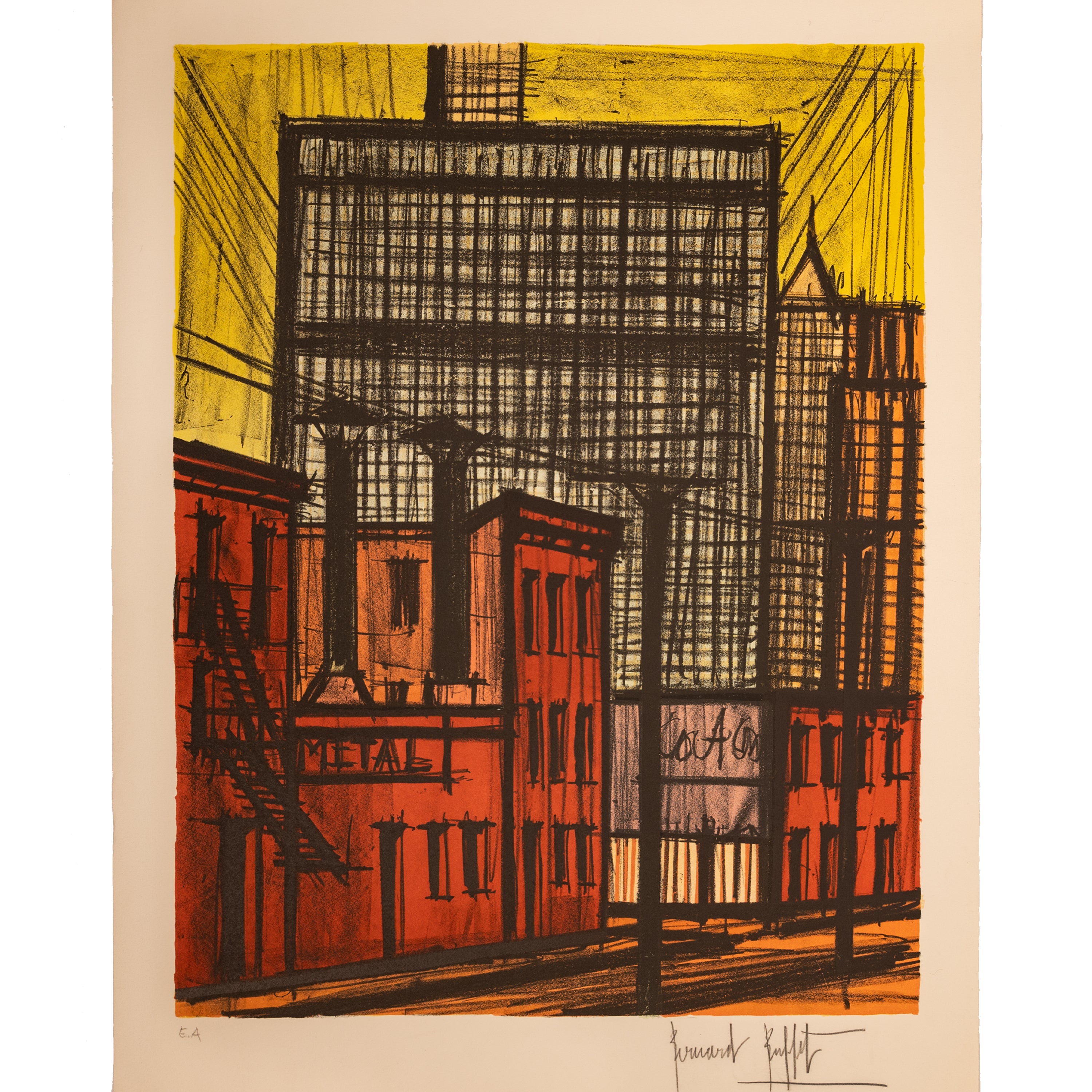 Original French Modernist E.A. Proof Lithograph Signed Bernard