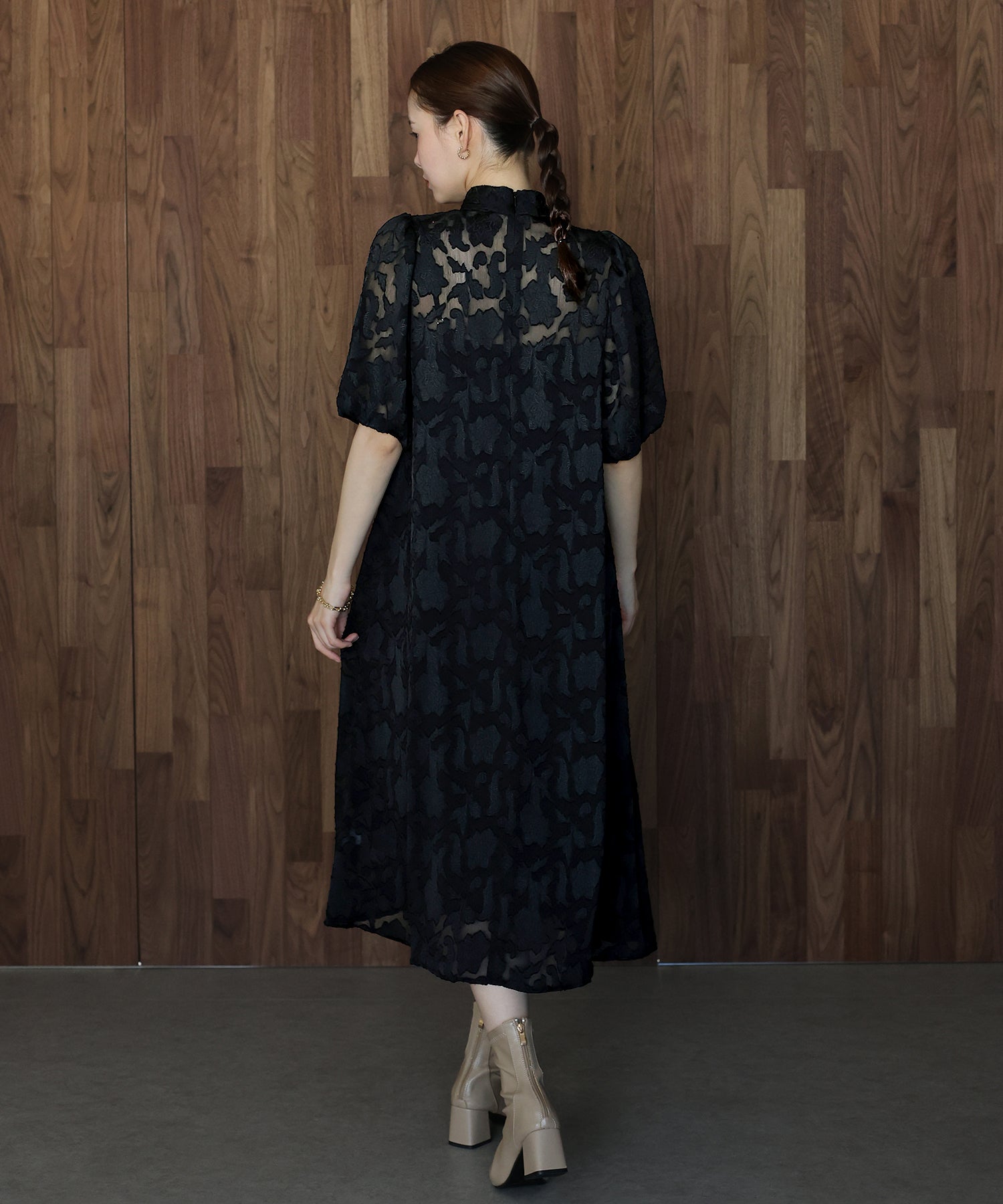 インナー付きバックリボンジャガードドレス – BLUE ONLINE