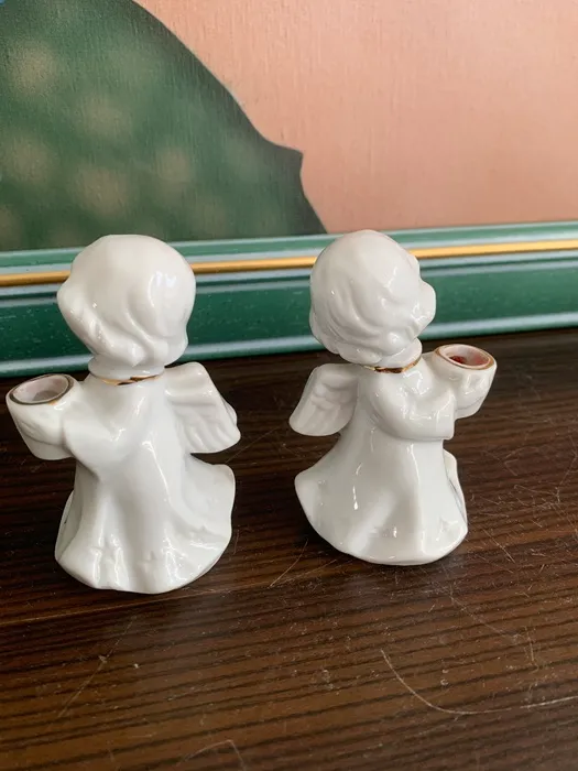 フランス 70s 天使 キャンドル ホルダー・スタンド 陶器 ホワイト