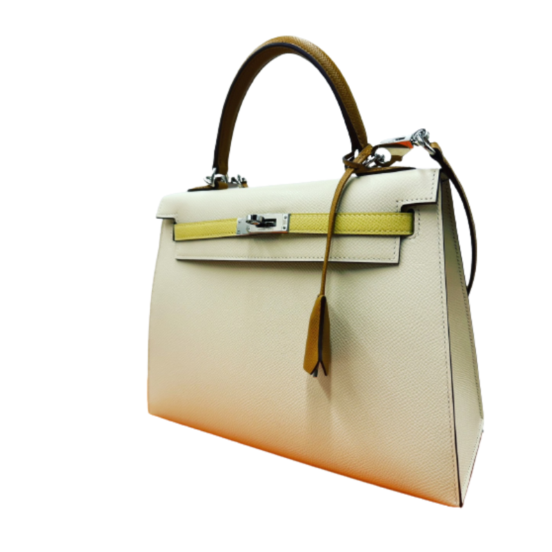 エルメス ケリー25 エプソン トリコロール ナタ×ジョーヌプッサン
