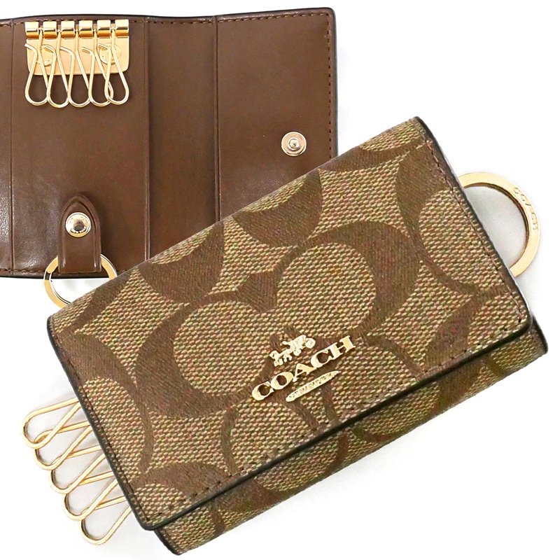 新品！COACH レザー キーケース シグネチャーブラウン/CM 2025年