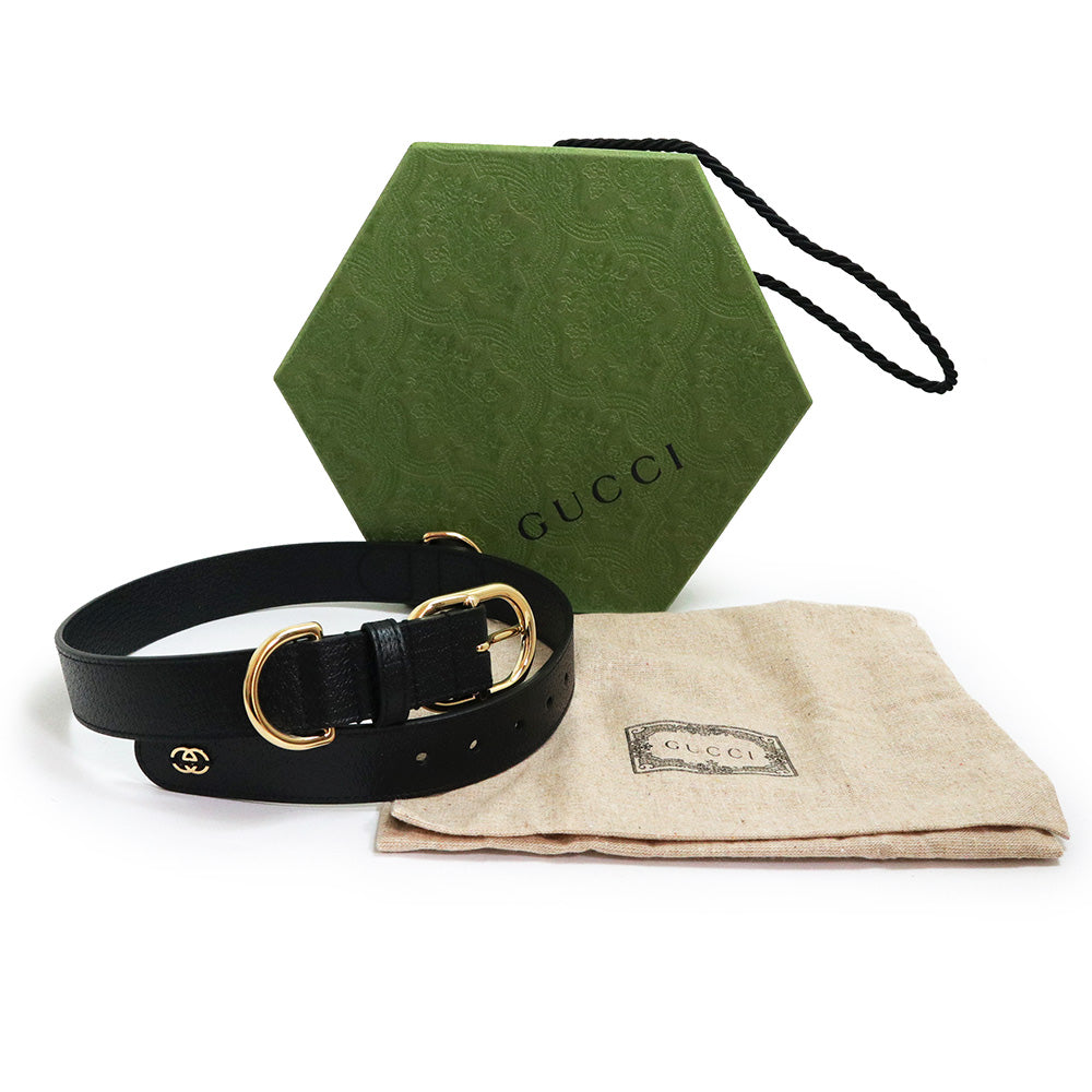 新品 GUCCI インターロッキングG ラージ ペット 愛犬 首輪 レザー L