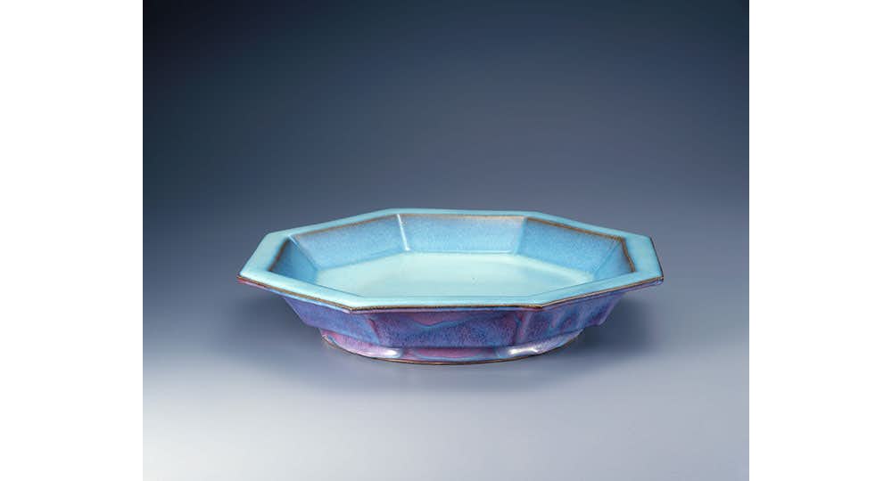 希少 人間国宝 松井康成 作 鉄釉大皿 企画展「人間国宝 松井康成と