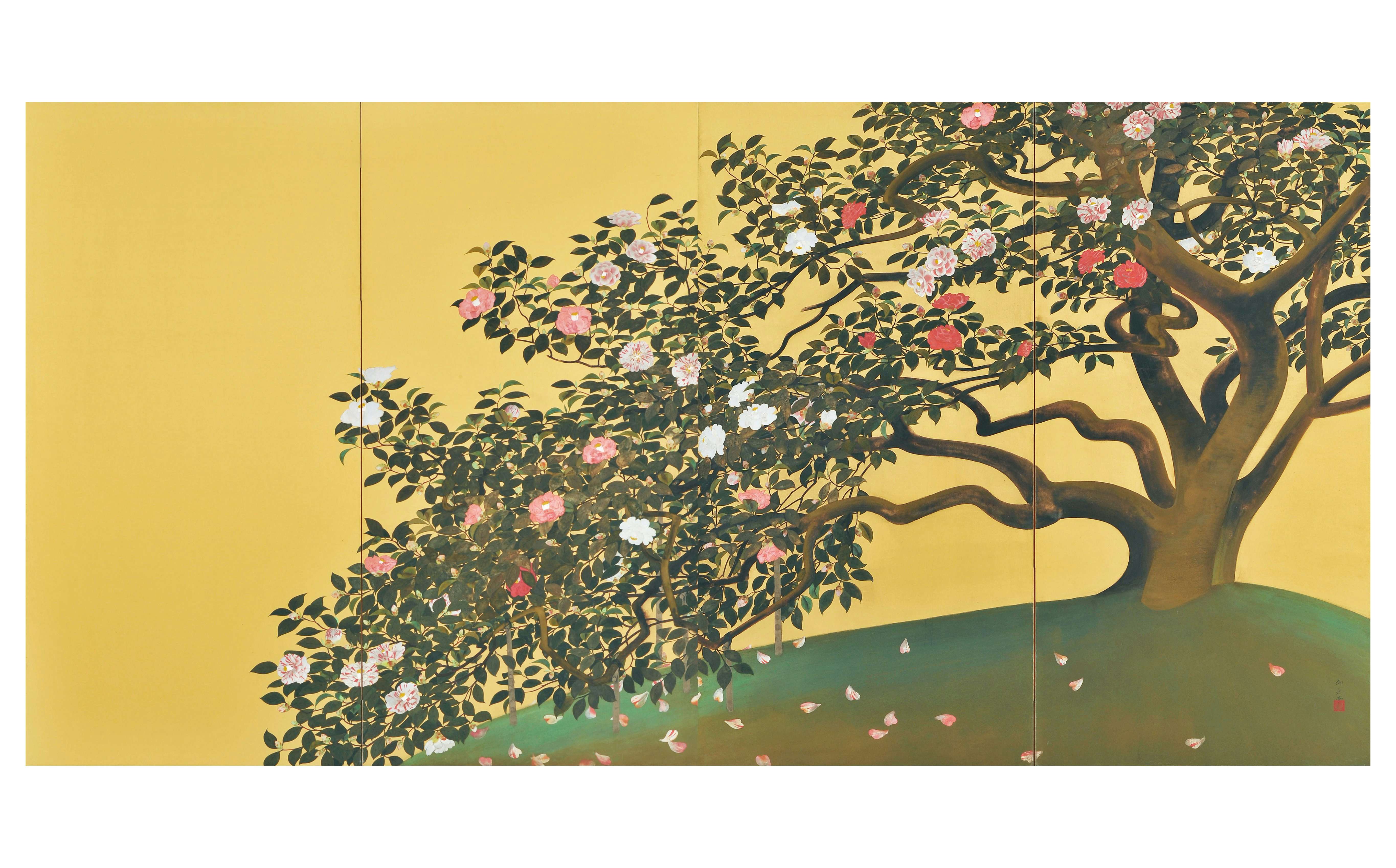 作品名 「桔梗」 岩絵の具 日本画 】東山魁夷の流派