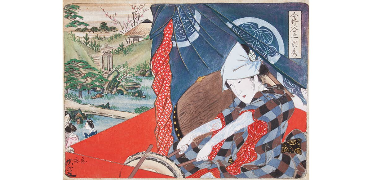 河鍋暁斎 筆 一幅 月夜之山水図 署名あり 河鍋暁斎 筆 一幅 月夜之山水