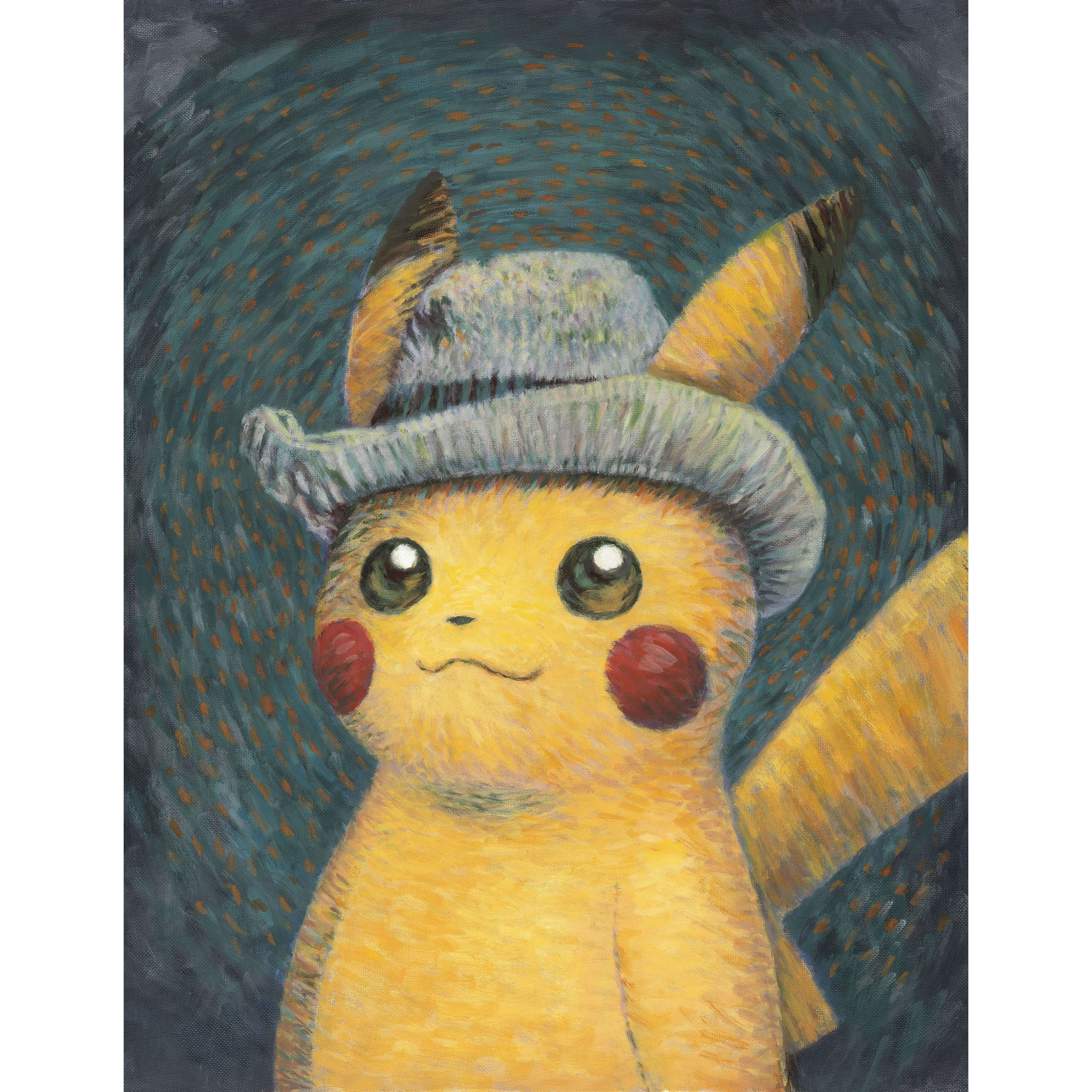 ゴッホピカチュウ 白枠 Mサイズ キャンバスアート ヴァン・ゴッホ