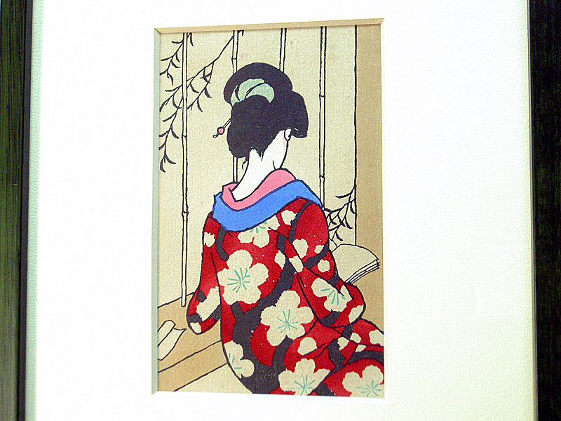 竹久夢二「読書」絵画 木版画 竹久夢二 ｢読書」 木版画: 文化工房