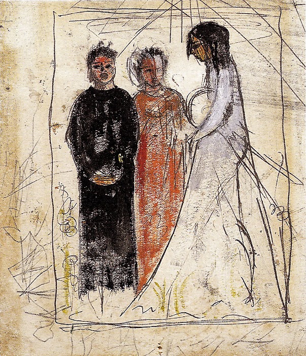 奥野北雄 真作 【般若】 油彩画 絵画 二元会常任委員審 奥野北雄 真作