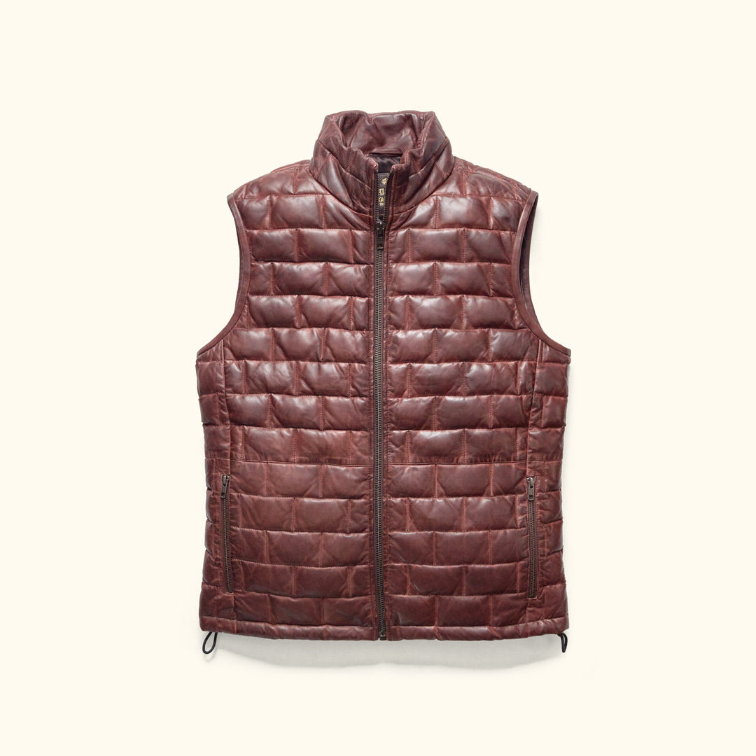 トップス NUTEMPEROR PU LEATHER PUFFER DOWN VEST トップス