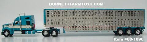 Item #60-1896 Turquoise Cream Black Outline Kenworth W990 76-inch