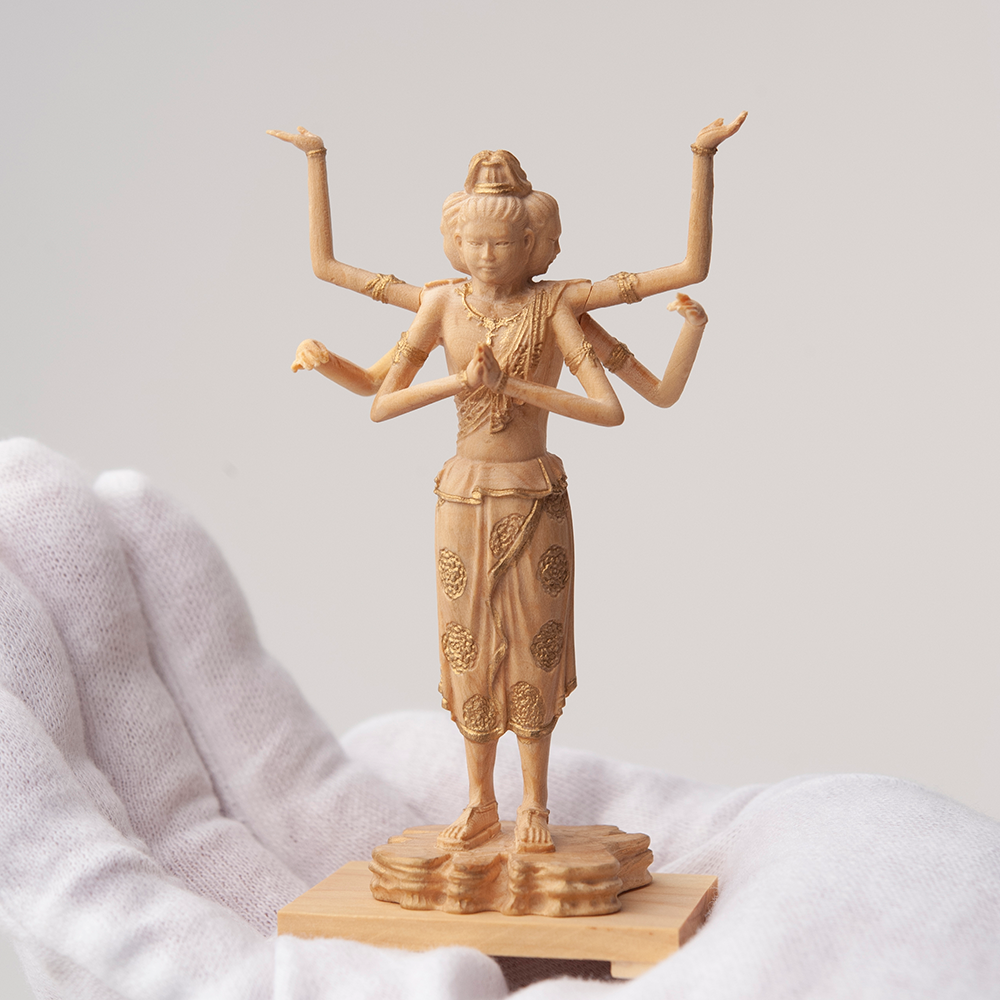 木彫り 白檀 インド 仏像 彫刻 置物 細密細工 骨董 アンティーク 極上