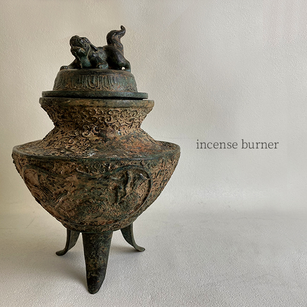 香炉】三脚獅子摘龍紋獣 耳香炉 香爐 香道具 古道具 高良】中国美術