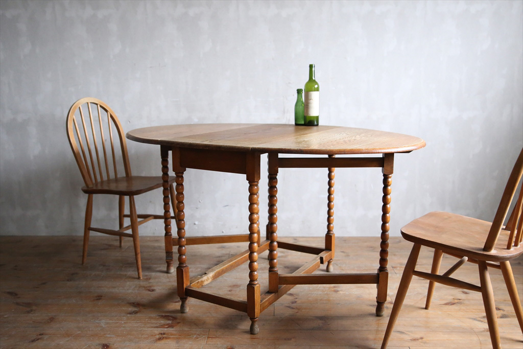 公式 イギリスアンティーク古木ゲートレッグテーブル/木製バタフライ机