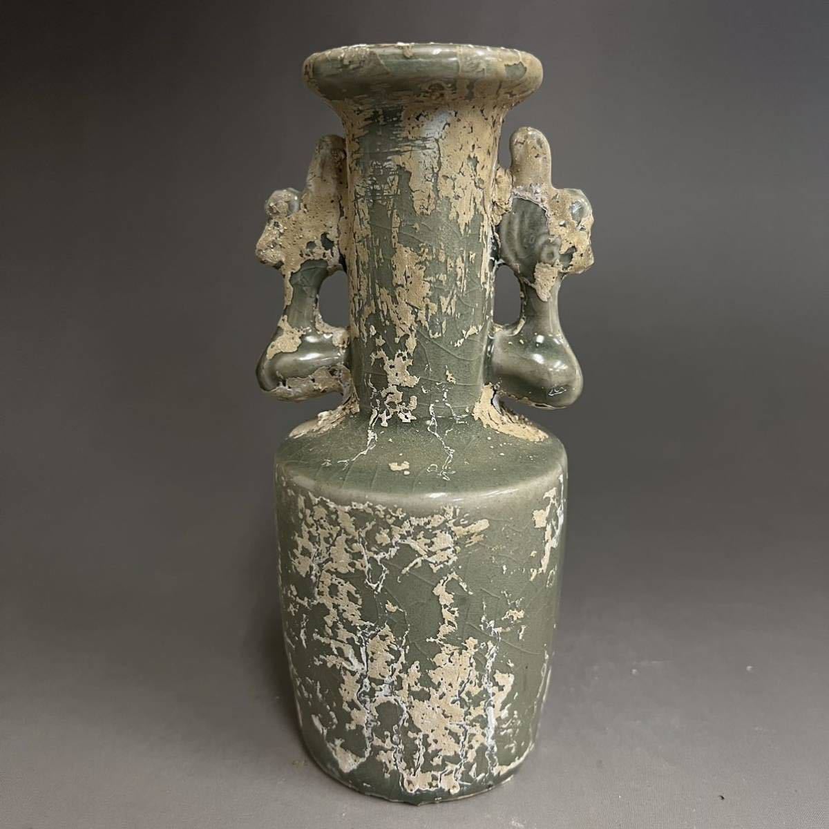 竹河 中国古美術 中国 宋代 龍泉窯 青磁 花瓶 花器 花入 古玩 骨董 時代物