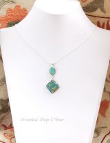 ヴィンテージ トルコ石 ターコイズ 七宝焼 ペンダントトップ 金彩