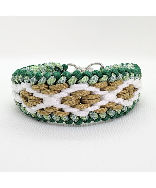 パラコードリード＆パラコード首輪ハーフチョークグリーン№030