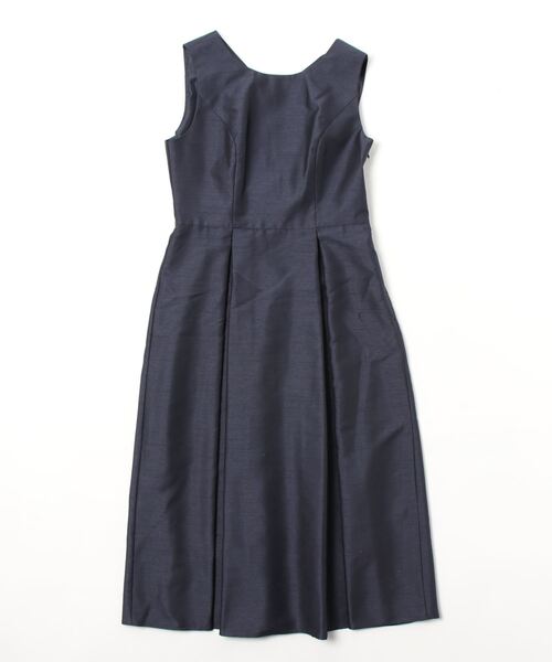 AIMER エメ レースブラウス付シャンタンフィット＆フレアドレス NAVY