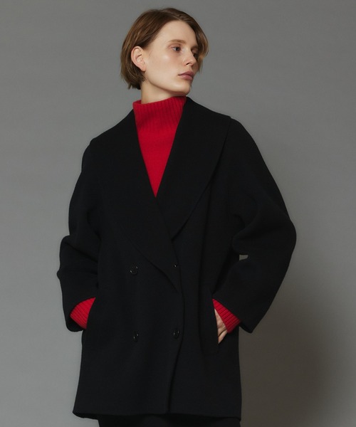 allureville（アルアバイル）の「リバーショールカラーミドル丈コート