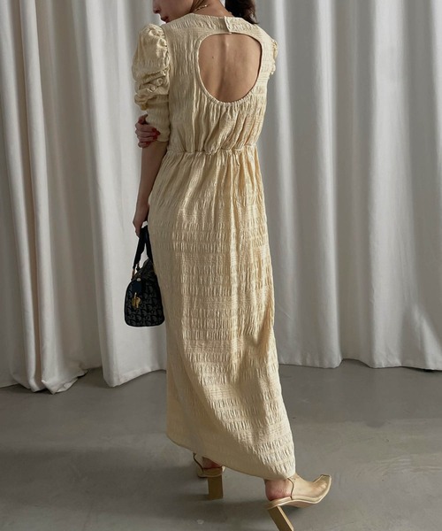 Ameri（アメリ）の「BACK OPEN GATHER DRESS（ワンピース）」 - WEAR