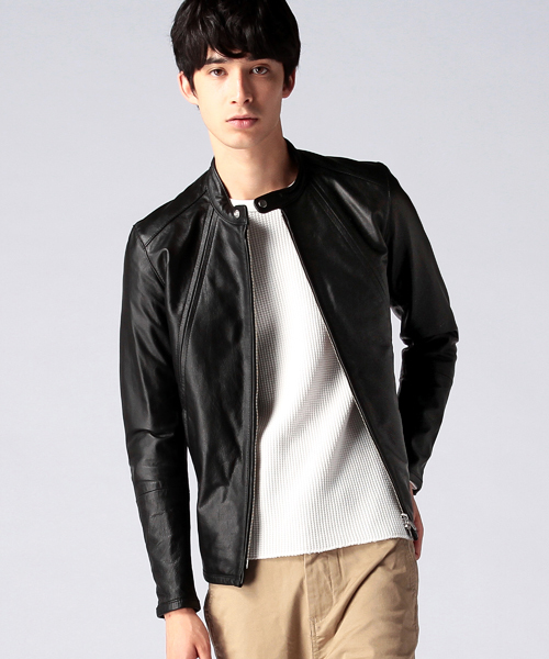 BEAMS ブラック レザージャケット Mサイズシングル ライダース 革 黒