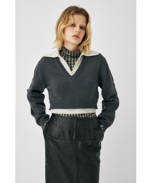 MOUSSY（マウジー）の「LAYERED HALF ZIP セーター（ニット/セーター
