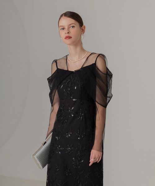 セール】【LEJA】チュールロングスリーブリーフIラインドレス