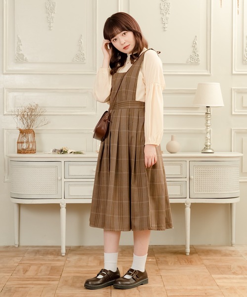 C'estlavee /Vintage Check onepiece 帽子セット｜