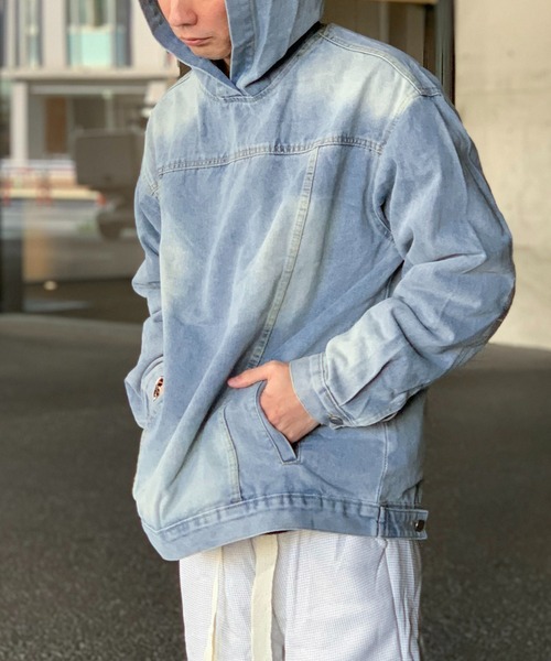 セール】切り替えデザインデニムアノラックパーカー（パーカー）｜link