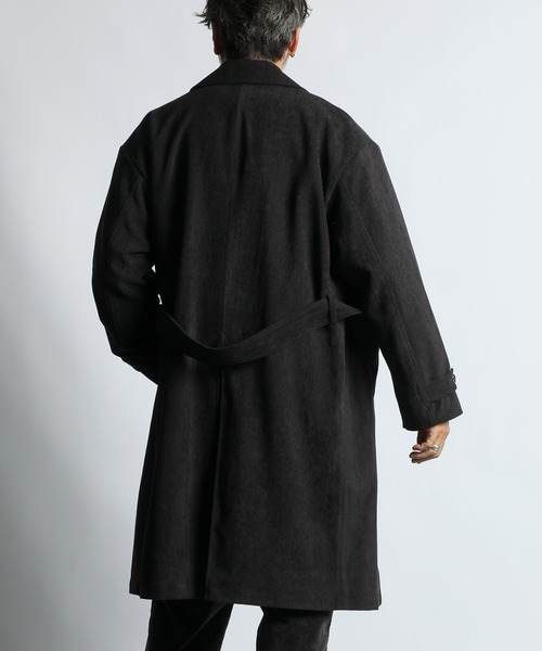 セール】BRUSHED TWILL COAT：起毛ツイル ロングコート（トレンチ