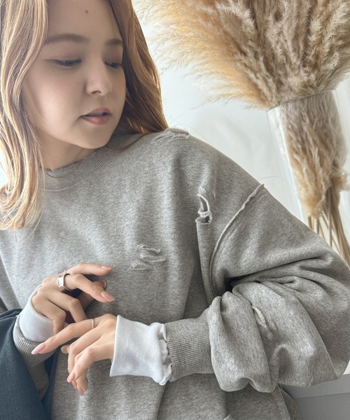 セール】《Javaジャバコラボ》大人のこなれ感。ダメージ加工裏起毛