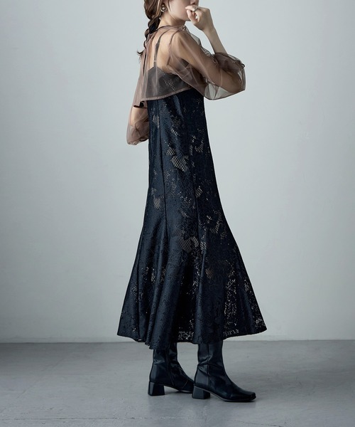 3wayシフォンボレロ&レースキャミドレス 結婚式 ワンピース（ドレス