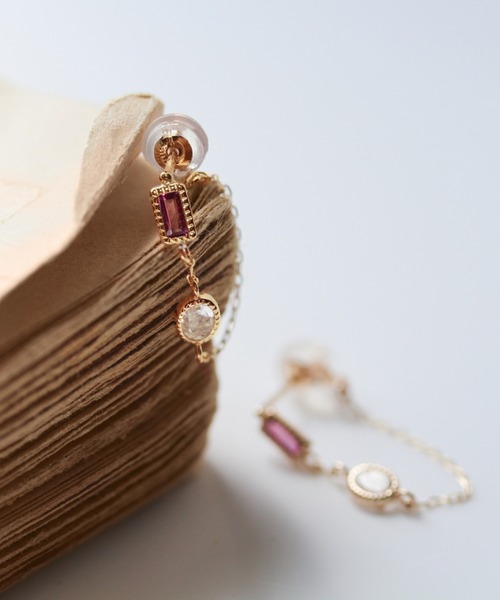 バイカラー チェーンフープ ピアス | K10YG（ピアス（両耳用））｜cui