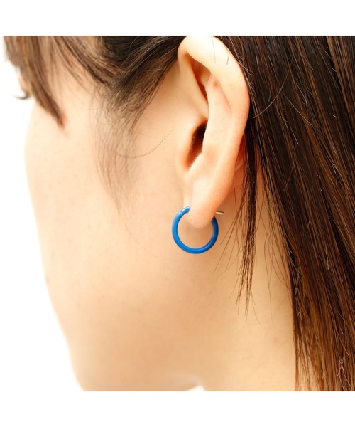 ピアス/フープ(M)/カラー/K18ゴールドポスト（ピアス（片耳用