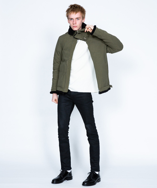 wjk black】≪STUDIOUS限定≫B-3衿ボアダウンジャケット（ダウン