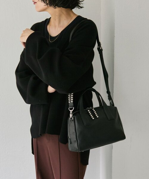 セール】《本革/ショルダー付き》スタッズボストンバッグ（ボストン