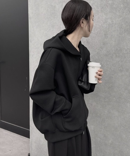 セール】【新色追加/もちもちシリーズ】W ZIP ボンディングBIGパーカー