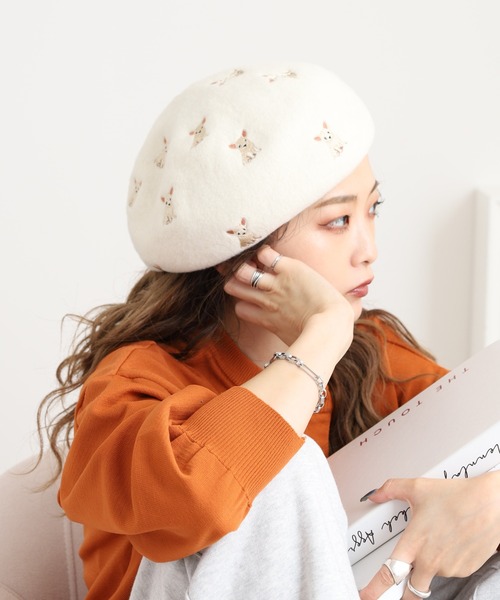 The Animals Observatory ベレー帽 ホワイト POUPONS / The Animals