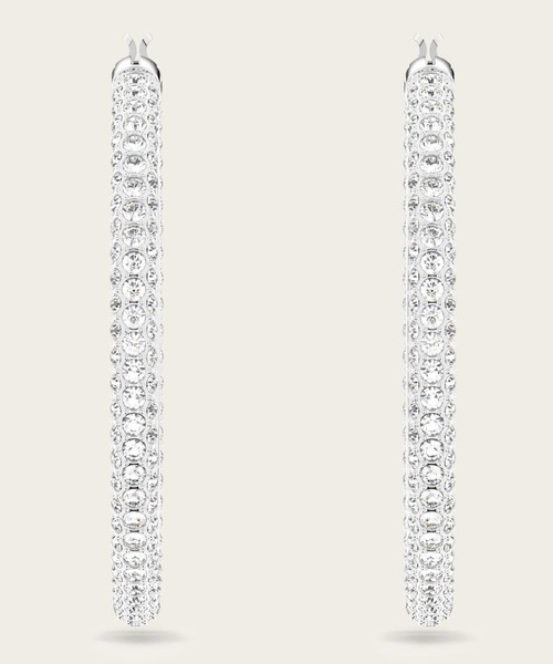 公式】【スワロフスキー】Dextera フープピアス, パヴェ, 大, ホワイト