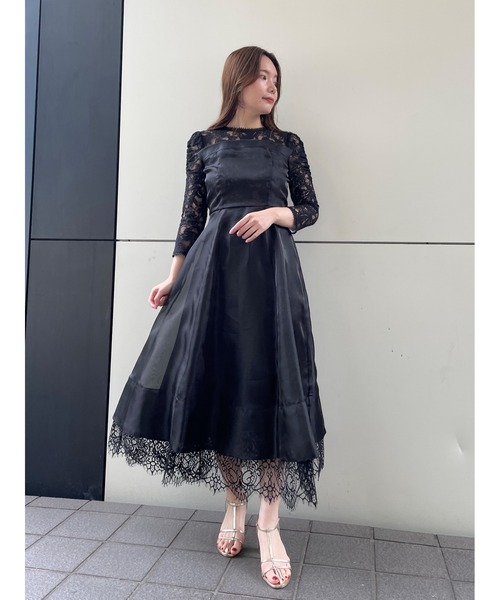 SNIDEL（スナイデル）の「ボリュームフレアレースドッキングドレス