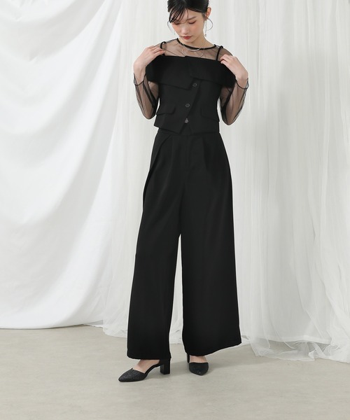マルチウェイ チュールトップス ビスチェ パンツ 3点 セットアップ