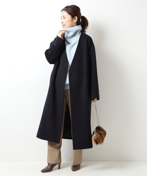 美品] Spick&Spanハミルトンウールフーデッドロングコート ハミルトン