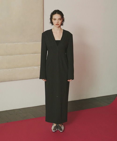 ピンストライプテーラードビスチェドレス / pinstripe tailored