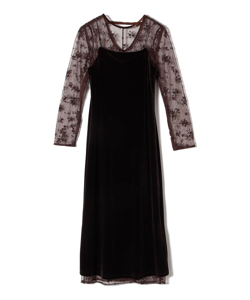 kaene:フロッキー レース ポリエステルベロア 2WAY ドレス（セレモニー