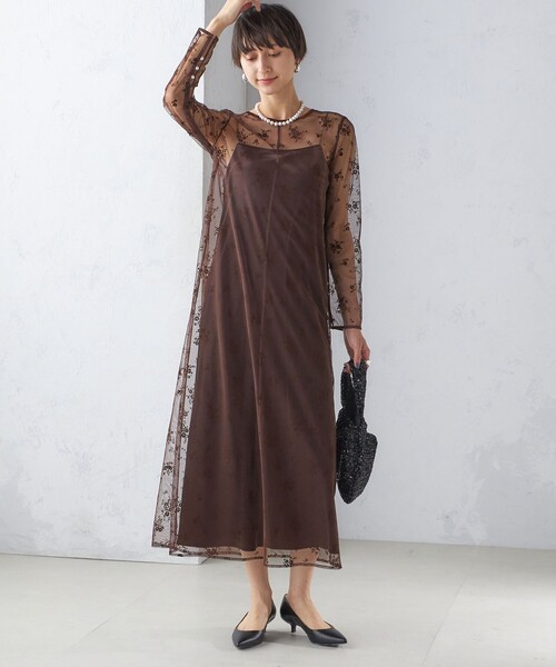 kaene:フロッキー レース ポリエステルベロア 2WAY ドレス（セレモニー