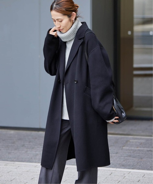 美品】ロロピアーナブラック ダブルブレスト チェスターコート