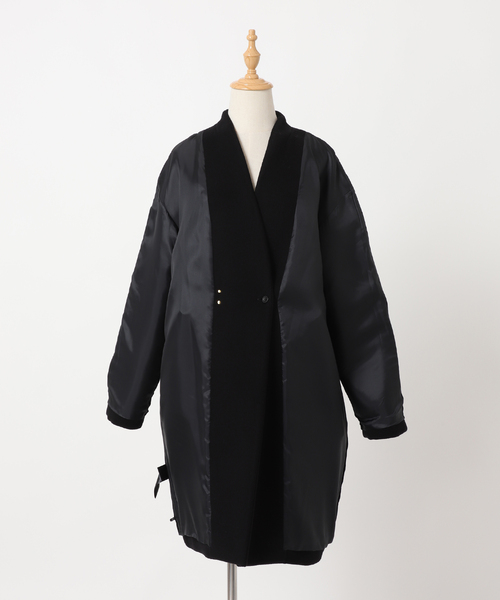 Noble（ノーブル）の「MTRウールカシミヤミニマルVコート（ノーカラー