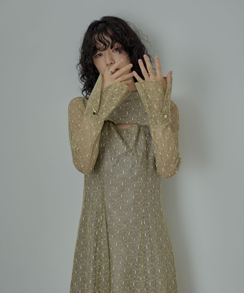 ANDRESD バックオープンジオメトリックドレス ブラウン ANDRESD バック