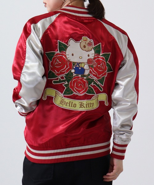 ハローキティスカジャン生地豪華刺繍ピンクトートバッグ