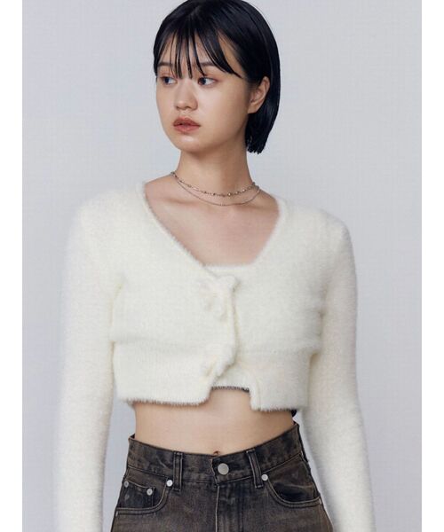 セール】シャギーコンパクトリボンツインセット（ニット/セーター