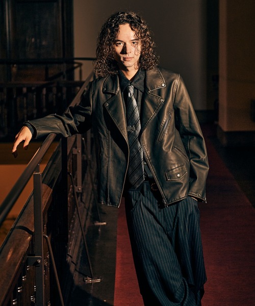 フォースピード 胸スタッズ付き ラグラン ライダース ジャケット 2025